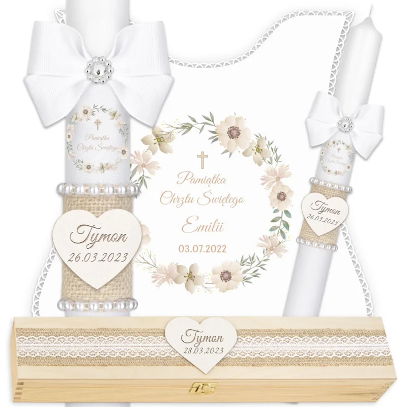 Świeca, Szatka i Pudełko do Chrztu C7SS12P7