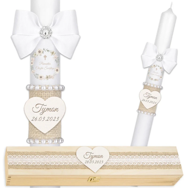 Świeca i Pudełko do Chrztu C7P7