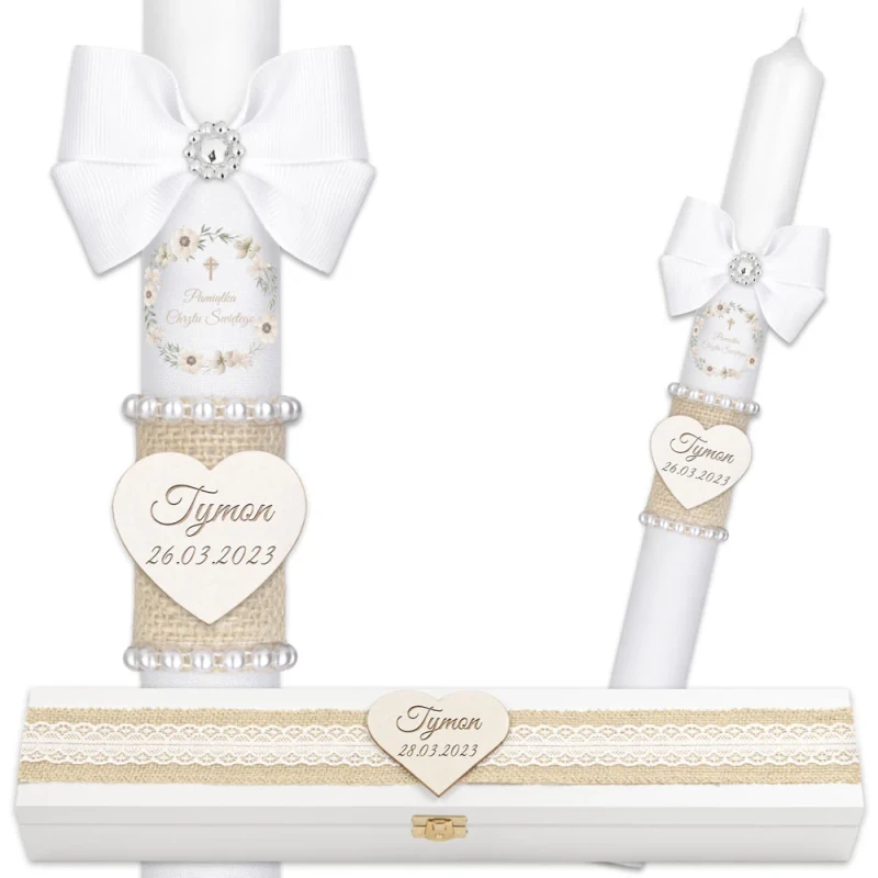 Świeca i Pudełko do Chrztu C7P12